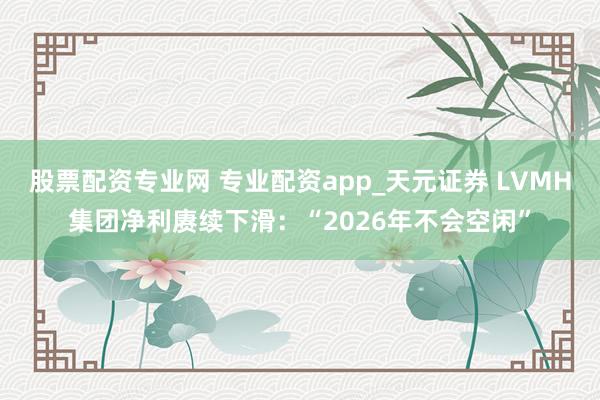 股票配资专业网 专业配资app_天元证券 LVMH集团净利赓续下滑：“2026年不会空闲”