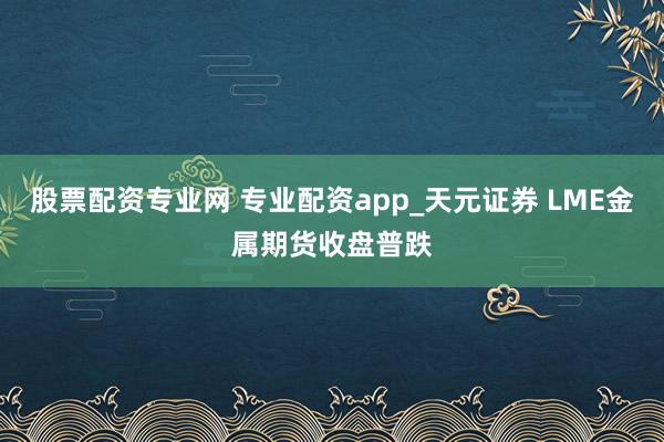 股票配资专业网 专业配资app_天元证券 LME金属期货收盘普跌