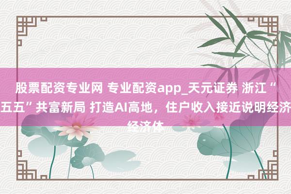 股票配资专业网 专业配资app_天元证券 浙江“十五五”共富新局 打造AI高地，住户收入接近说明经济体