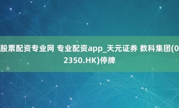股票配资专业网 专业配资app_天元证券 数科集团(02350.HK)停牌