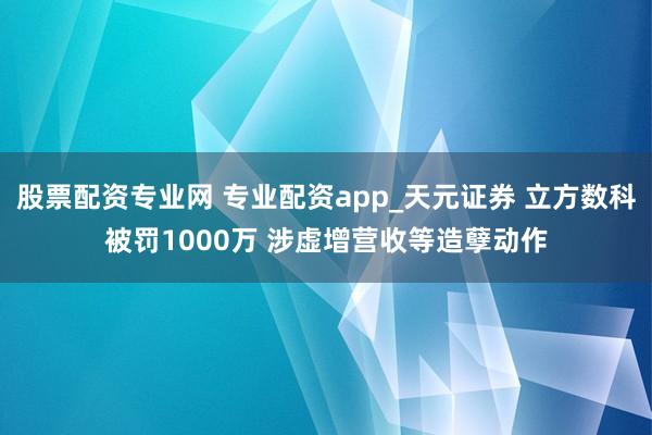 股票配资专业网 专业配资app_天元证券 立方数科被罚1000万 涉虚增营收等造孽动作