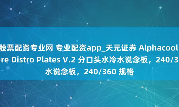 股票配资专业网 专业配资app_天元证券 Alphacool 推出 Core Distro Plates V.2 分口头水冷水说念板,240/360 规格