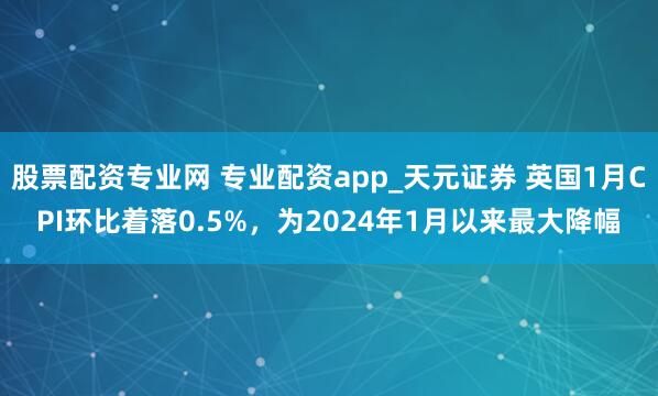 股票配资专业网 专业配资app_天元证券 英国1月CPI环比着落0.5%，为2024年1月以来最大降幅