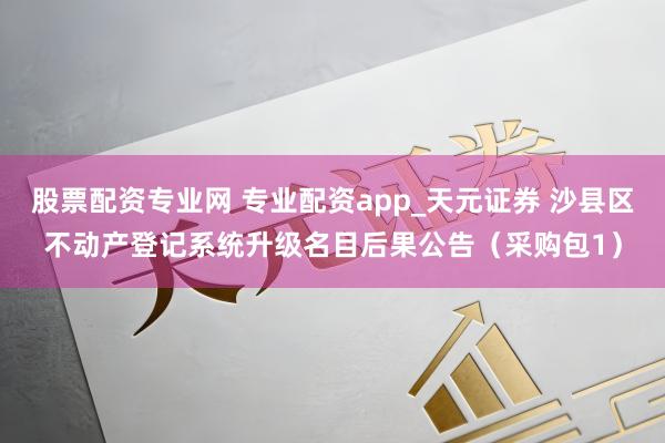 股票配资专业网 专业配资app_天元证券 沙县区不动产登记系统升级名目后果公告（采购包1）